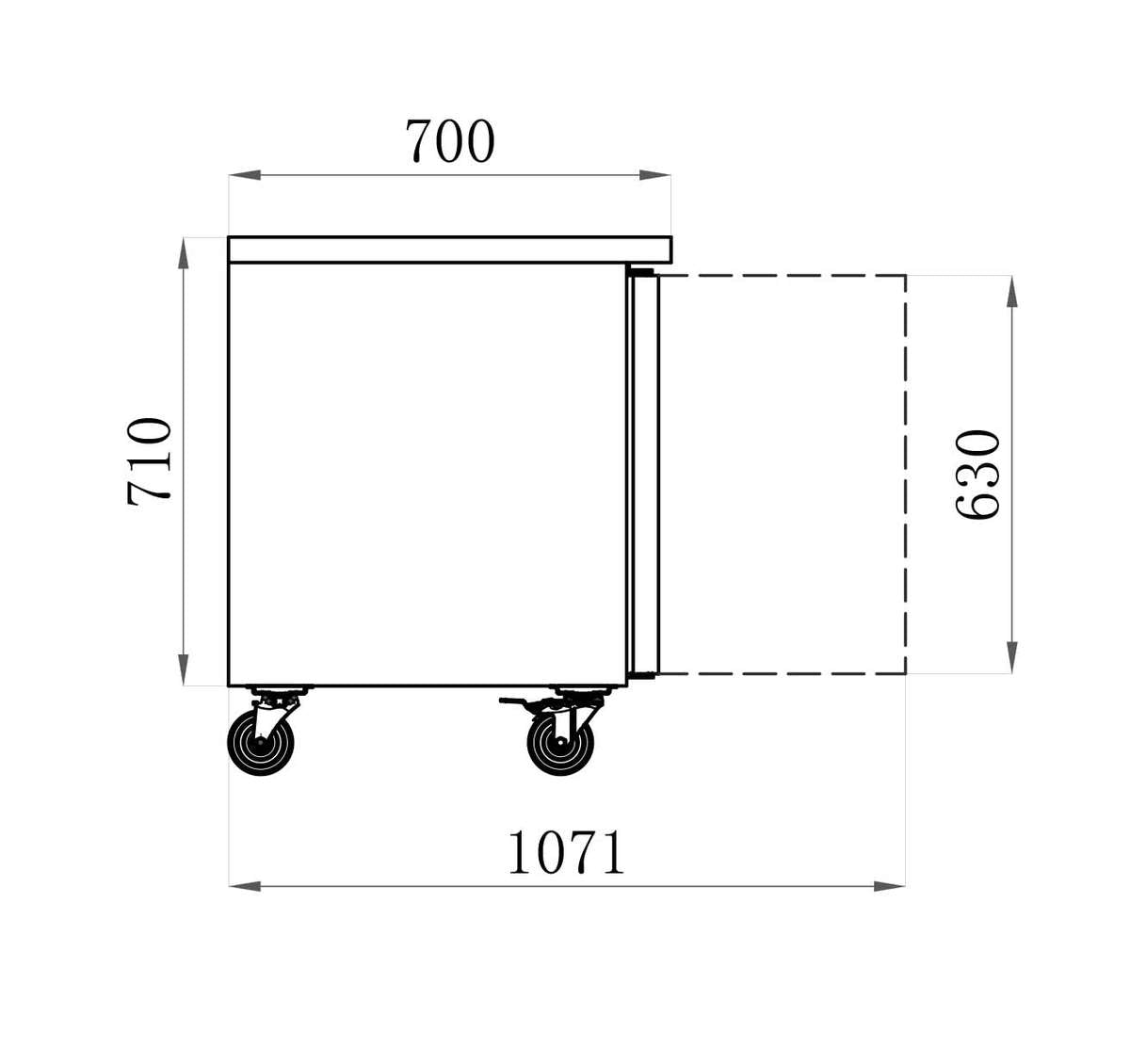 TABLE RÉFRIGÉRÉE POSITIVE GN 1/1 - SANS DOSSERET - 2 PORTES