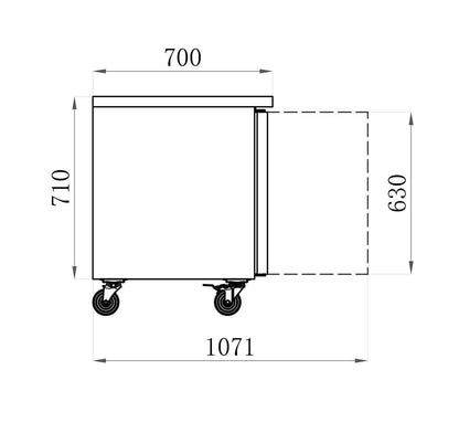TABLE RÉFRIGÉRÉE POSITIVE GN 1/1 - SANS DOSSERET - 2 PORTES