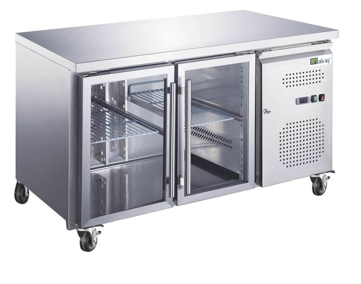 TABLE RÉFRIGÉRÉE POSITIVE GN 1/1 - PROF 700 - 2 PORTES VITRÉES