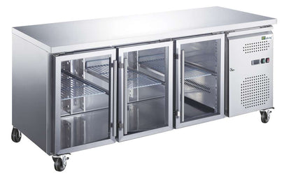 TABLE RÉFRIGÉRÉE POSITIVE GN 1/1 - PROF 700 - 3 PORTES VITRÉES