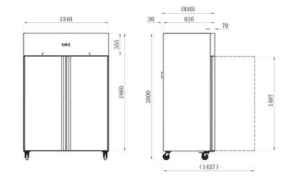 ARMOIRE RÉFRIGÉRÉE INOX - 1200 L - POSITIVE - 2 PORTES