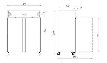 ARMOIRE RÉFRIGÉRÉE INOX GN 2/1 - 1400 L - NÉGATIVE - 2 PORTES
