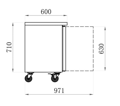 TABLE RÉFRIGÉRÉE POSITIVE - SANS DOSSERET - 2 PORTES