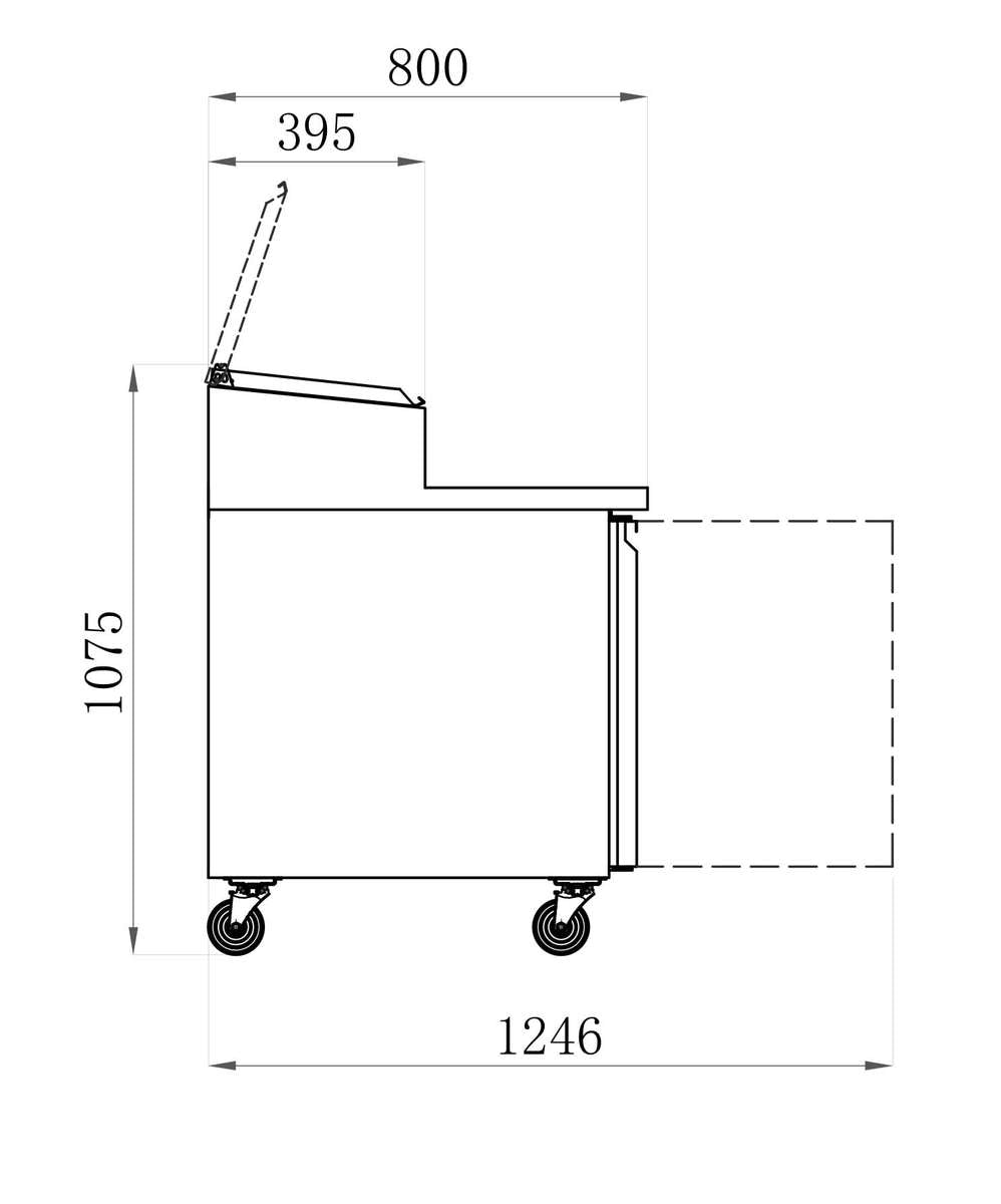 MEUBLE DE PRÉPARATION POSITIF - 3 PORTES - PROF 800 MM