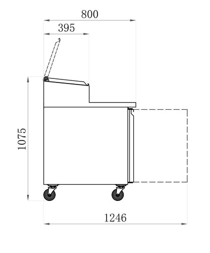 MEUBLE DE PRÉPARATION POSITIF - 3 PORTES - PROF 800 MM