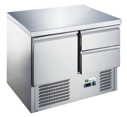 TABLE RÉFRIGÉRÉE POSITIVE - 1 PORTE + 2 TIROIRS GN 1/1 - PROF 700 MM