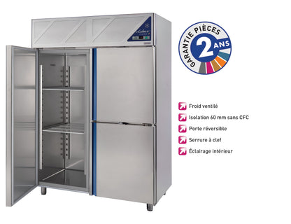 Armoire réfrigérée positive -2/+10°C - 1 porte pleine + 2 portillons - 1200 L - Sans groupe logé - DA1212PSG-3 - Dalmec