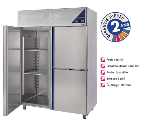 Armoire réfrigérée positive -2/+10°C - 1 porte pleine + 2 portillons - 1200 L - Sans groupe logé - DA1212PSG-3 - Dalmec