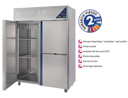 Armoire réfrigérée positive -2/+10°C - 1 porte pleine + 2 portillons - 1400 L - Avec groupe logé - DA1412P-3 - Dalmec