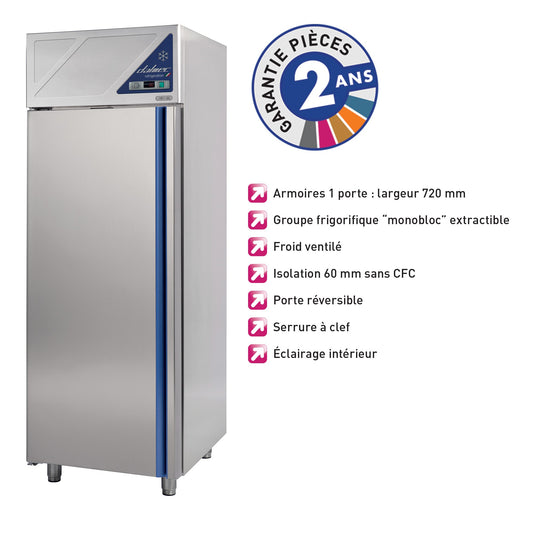 Armoire réfrigérée positive -2/+10°C - 1 porte pleine - 700 L - Groupe logé - Dalmec