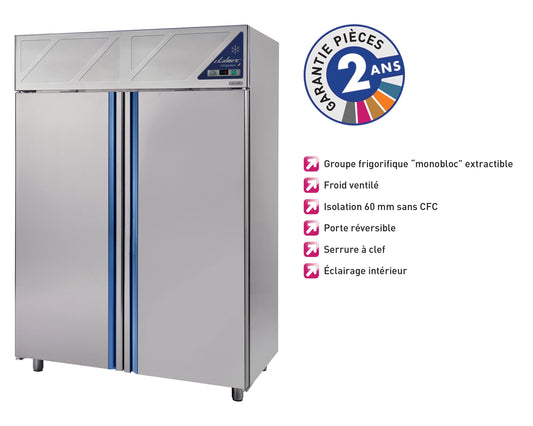 Armoire réfrigérée positive -2/+10°C - 2 portes pleines - 1400 L - groupe logé - Dalmec