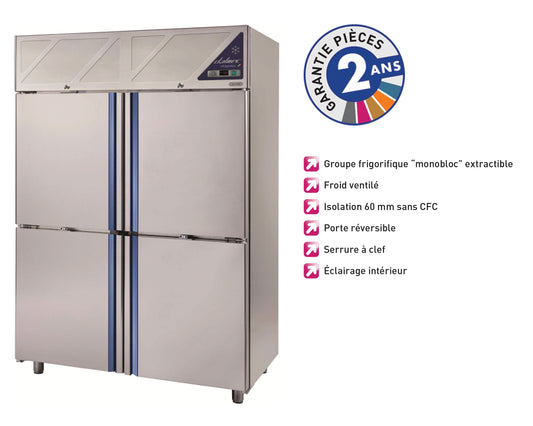Armoire réfrigérée positive -2/+10°C - 4 portillons - 1400 L - Groupe logé - Dalmec