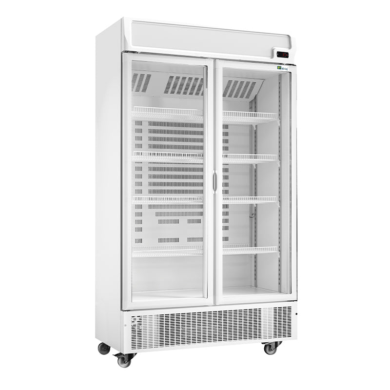 ARMOIRE RÉFRIGÉRÉE POSITIVE - 2 PORTES BATTANTES VITRÉES