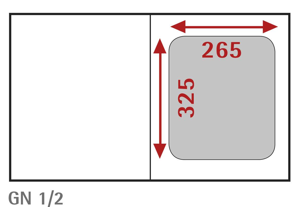 BAC INOX GN 1/2 - PROF. 265 MM