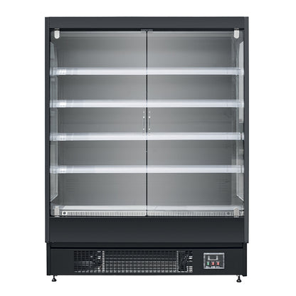 VITRINE MURALE NOIRE MAT - FROID POSITIF VENTILÉ - 2 PORTES BATTANTES