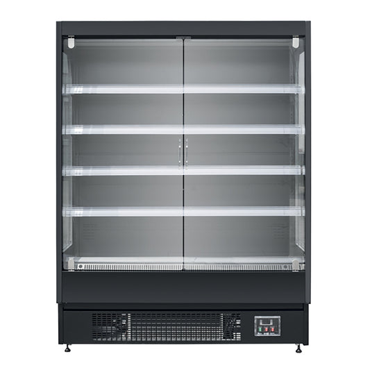 VITRINE MURALE NOIRE MAT - FROID POSITIF VENTILÉ - 2 PORTES BATTANTES