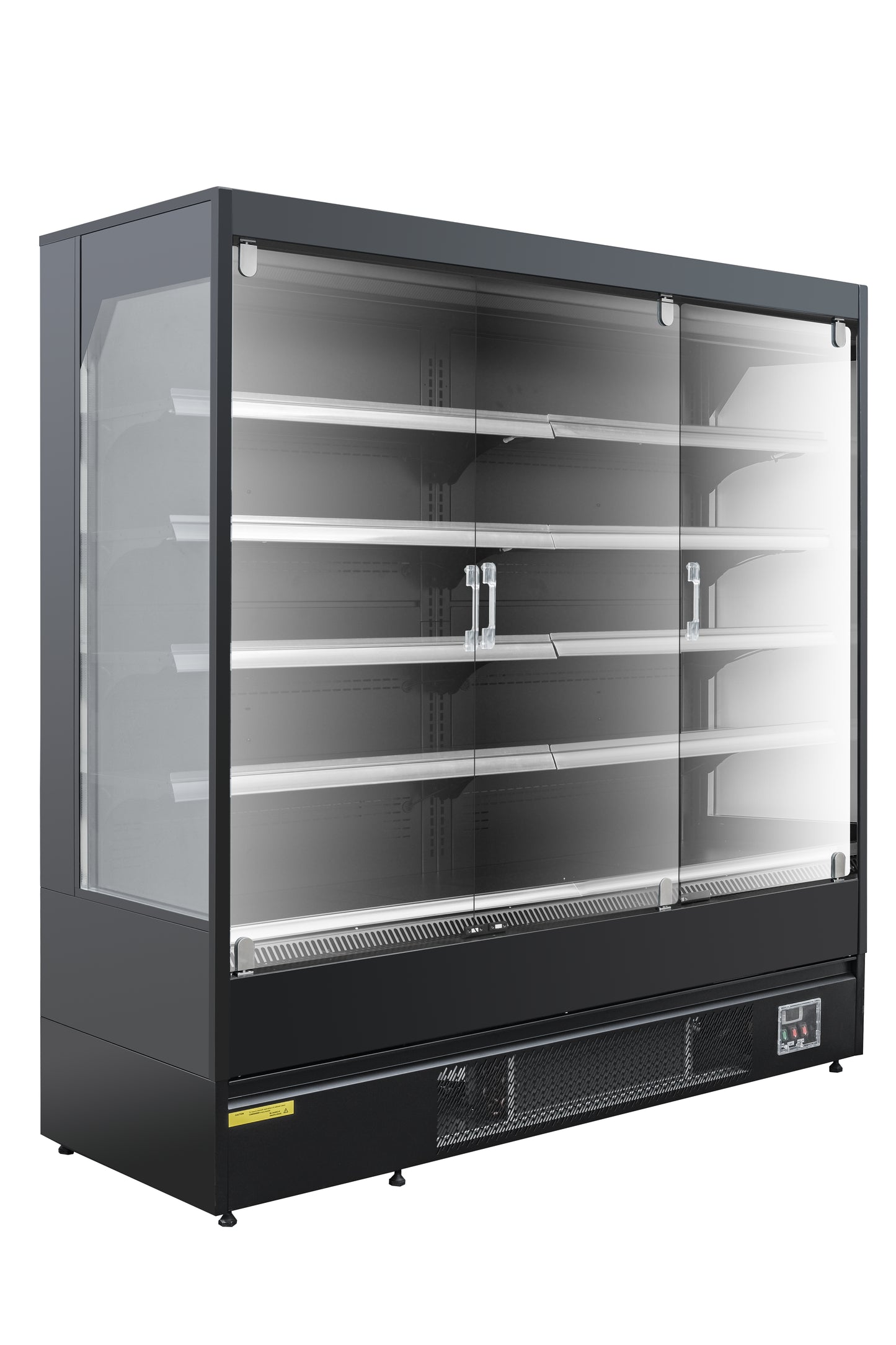 VITRINE MURALE NOIRE MAT - FROID POSITIF VENTILÉ - 3 PORTES BATTANTES