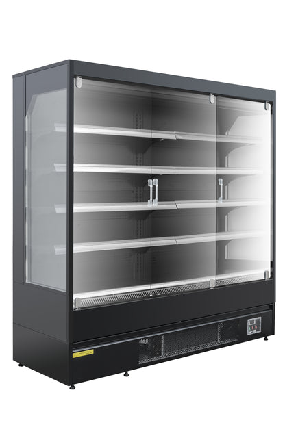 VITRINE MURALE NOIRE MAT - FROID POSITIF VENTILÉ - 3 PORTES BATTANTES