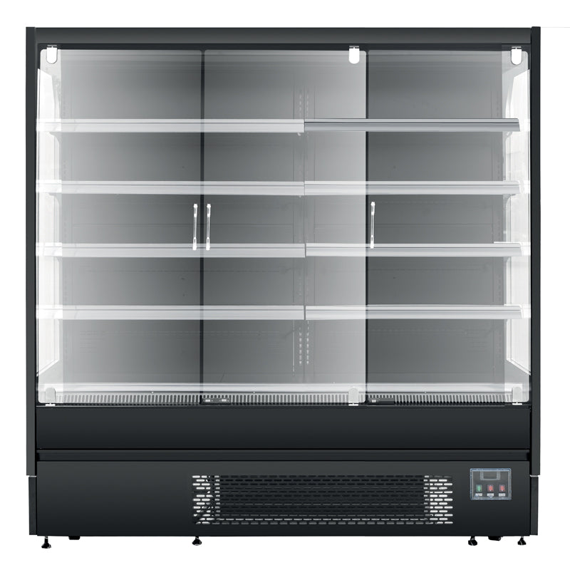 VITRINE MURALE NOIRE MAT - FROID POSITIF VENTILÉ - 3 PORTES BATTANTES