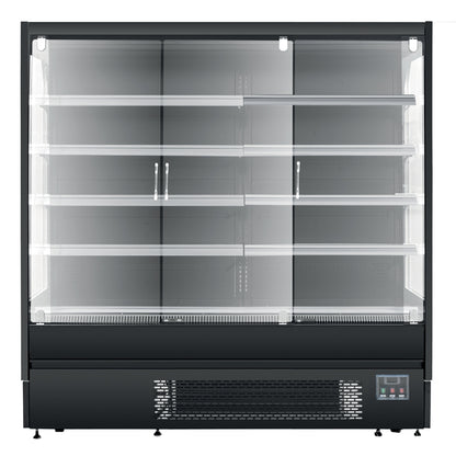 VITRINE MURALE NOIRE MAT - FROID POSITIF VENTILÉ - 3 PORTES BATTANTES