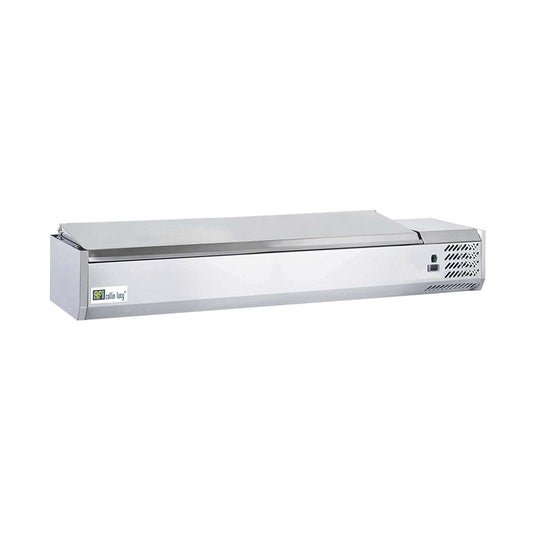 VITRINE RÉFRIGÉRÉE À POSER AVEC COUVERCLE INOX - 4 BACS GN 1/3 + 1 BAC GN 1/2 - PROF 395 MM