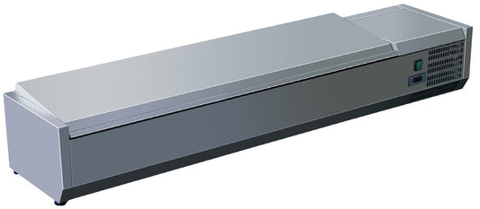 VITRINE RÉFRIGÉRÉE À POSER AVEC COUVERCLE INOX - 8 BACS GN 1/3 - PROF 395 MM