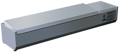 VITRINE RÉFRIGÉRÉE À POSER AVEC COUVERCLE INOX - 9 BACS GN 1/3 - PROF 395 MM