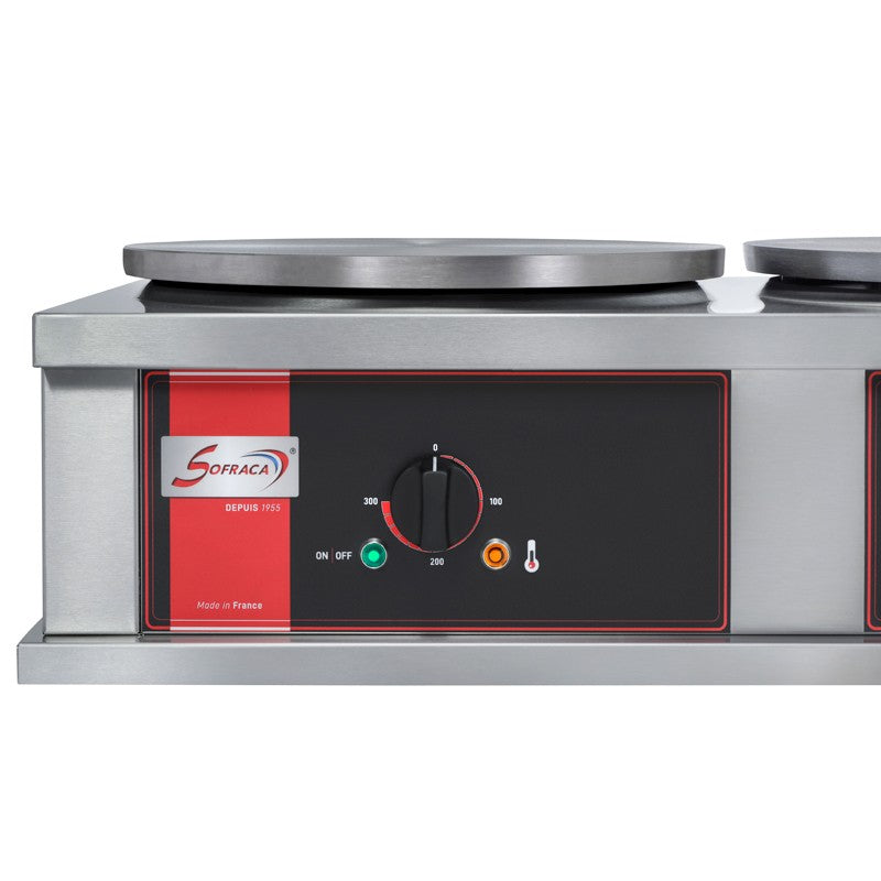 Crêpière électrique carrée professionnelle à usage intensif - Version double - Diamètre 40 cm - CR2CE40