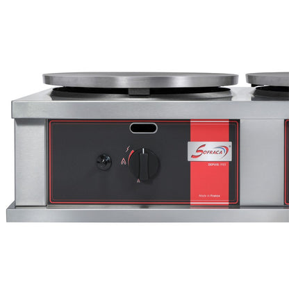 Crêpière gaz carrée professionnelle à usage intensif - Version double - Diamètre 40 cm - CR2CG40