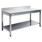 TABLE INOX AVEC DOSSERET ET TABLETTE INFÉRIEURE - SÉRIE 700 - LONG. 1600 MM