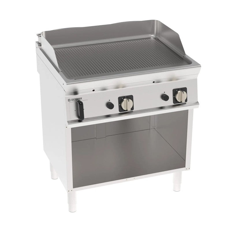 Élément monobloc plaque à snacker rainurée gaz - 2 zones - Tecnoinox - FTRR8FG71