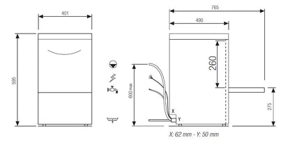 Elettrobar - FAST V1 - Lave-verres - Panier 350 x 350 mm - FAST135V1