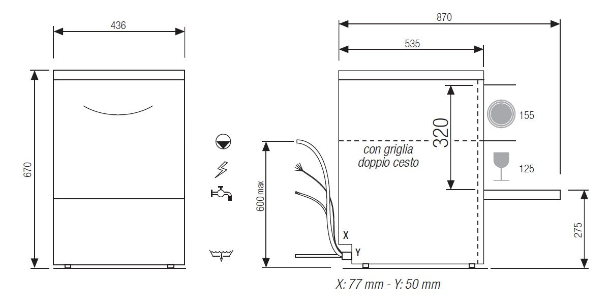 Elettrobar - FAST V1 - Lave-verres - Panier 390 x 390 mm - FAST139V1