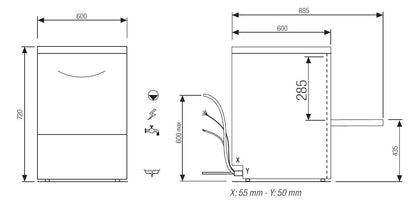 Elettrobar - Lave-verres/vaisselle commutable en 230 v - Panier 500 x 500 mm - NIAG251MV1