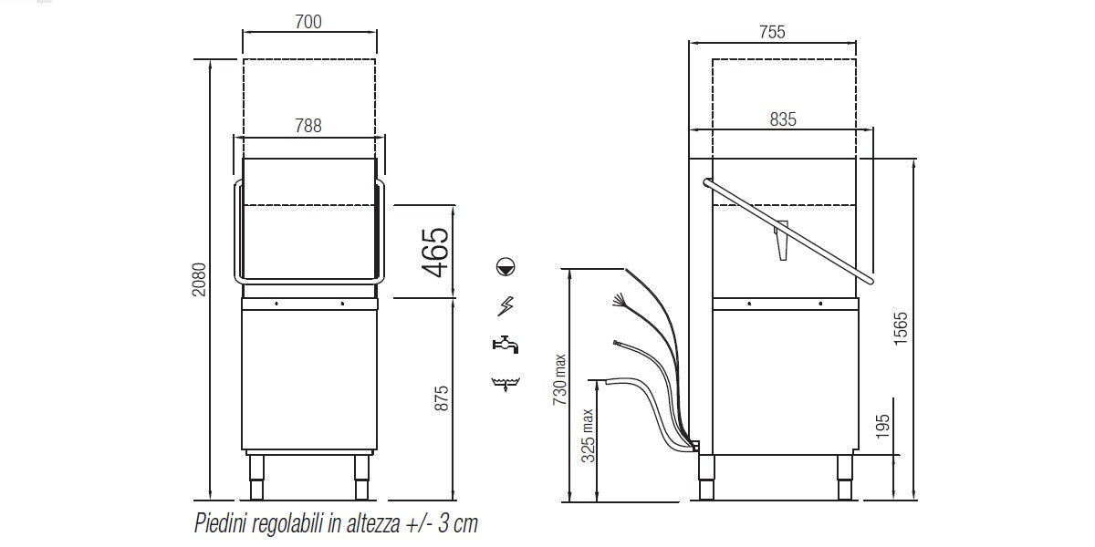 Elettrobar - NIAGARA - Lave-vaisselle à capot - Panier 500 x 600 mm - NIAG282LV1