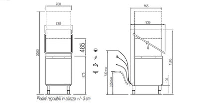 Elettrobar - NIAGARA - Lave-vaisselle à capot - Panier 500 x 600 mm - NIAG282LV1