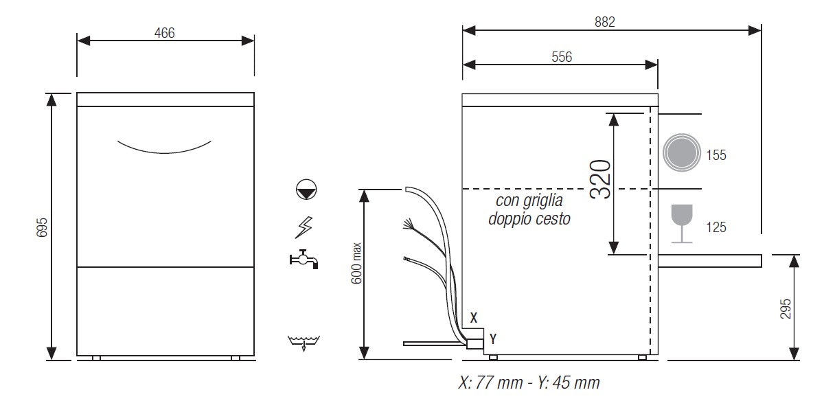 Elettrobar - NIAGARA - Lave-verres - Panier 400 x 400 mm - NIAG241V1