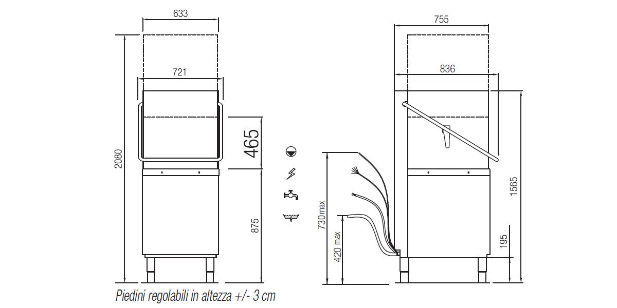 Elettrobar - RIVER - Lave-vaisselle à capot - Panier 500 x 500 mm - RIVER282V1