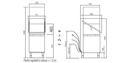 Elettrobar - RIVER - Lave-vaisselle à capot - Panier 500 x 500 mm - RIVER282V1