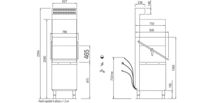 Elettrobar - RIVER - Lave-vaisselle à capot - Panier 500 x 600 mm - RIVER282LRV1