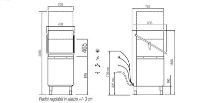 Elettrobar - RIVER - Lave-vaisselle à capot - Panier 500 x 600 mm - RIVER282LV1