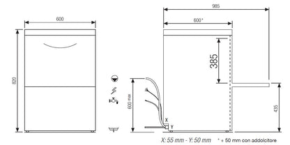Elettrobar - RIVER - Lave-vaisselle - Panier 500 x 500 mm - RIVER262V1