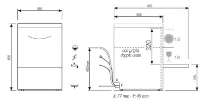 Elettrobar - RIVER - Lave-verres - Panier 400 x 400 mm - RIVER242V1