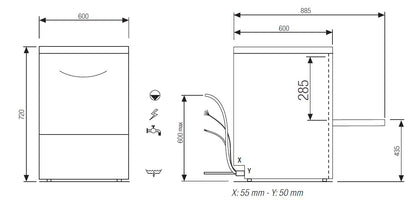 Elettrobar - RIVER - Lave-verres/vaisselle - Panier 500 x 500 mm - RIVER252V1