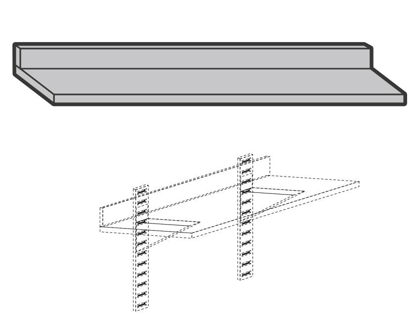 Etagère murale pleine en inox - Profondeur 300 mm - Longueur 1800 mm - EM318T