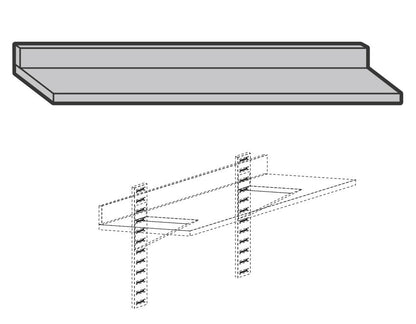 Etagère murale pleine en inox - Profondeur 400 mm - Longueur 1200 mm - EM412T