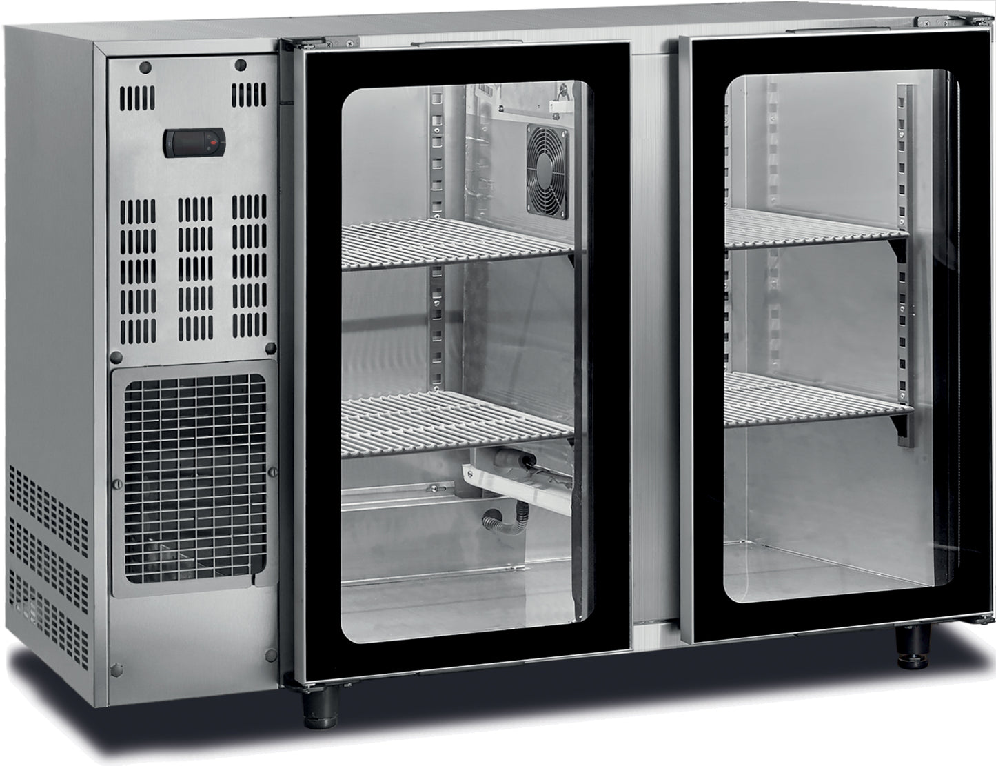 ARRIÈRE-BAR INOX GROUPE LOGÉ - 2 PORTES VITRÉES