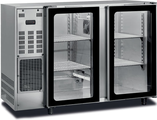 ARRIÈRE-BAR INOX GROUPE LOGÉ - 2 PORTES VITRÉES