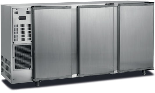 ARRIÈRE-BAR INOX GROUPE LOGÉ - 3 PORTES PLEINES