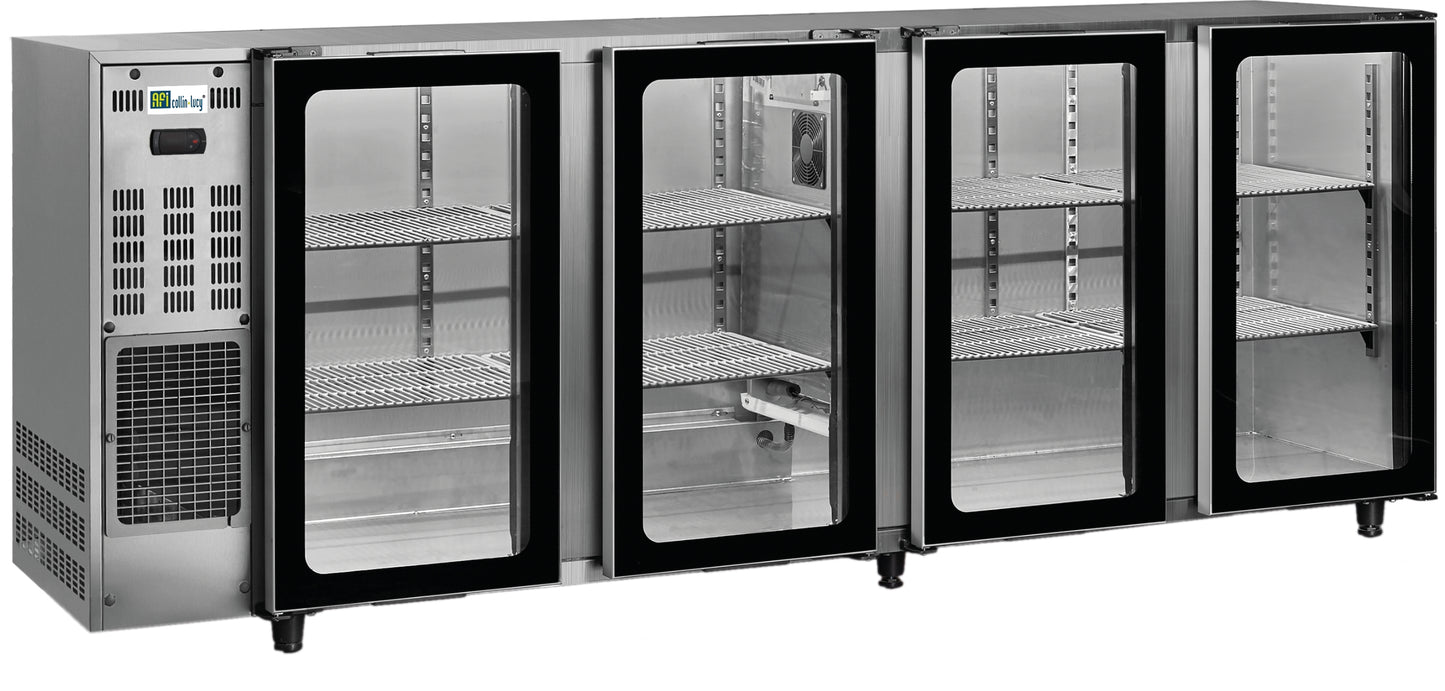 ARRIÈRE-BAR INOX GROUPE LOGÉ - 4 PORTES VITRÉES